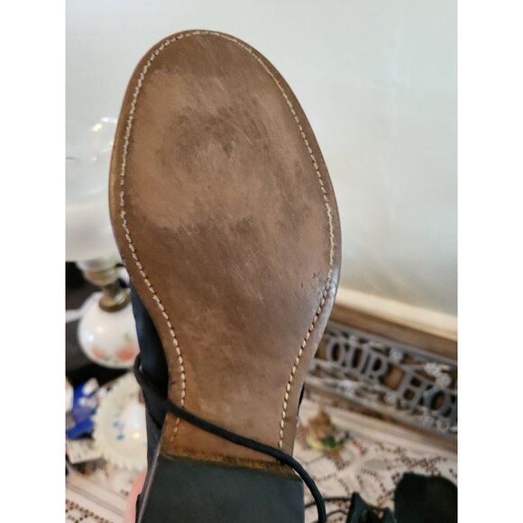 Vintage 90s Black Leather Lace Up Boot 7.5 Whimsygoth Goth Grunge Granny Prairie - Picture 6 of 7